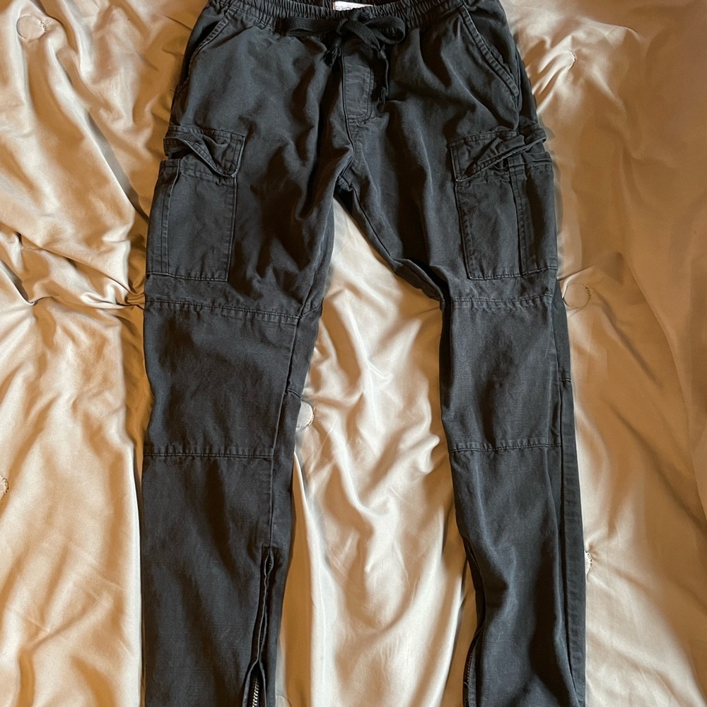 Black Cargos with adjustable taper